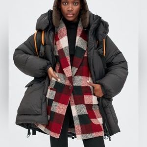 zara gingham red coat
